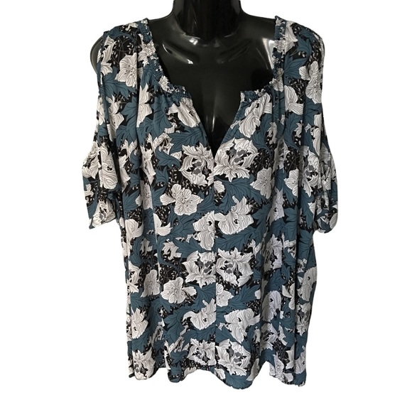Joe Fresh Floral Top Cold Shoulder Plus 3X NWT - Picture 1 of 9